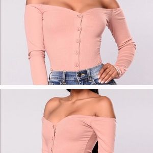 NEW, Pink, off the shoulder, Fashionnova bodysuit